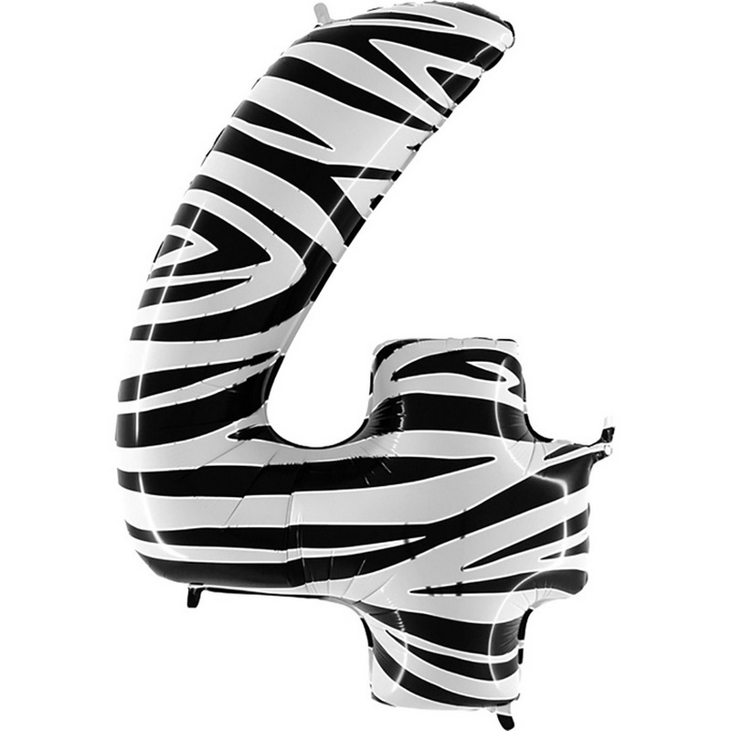 Воздушный шар цифра 0 с рисунком зебра