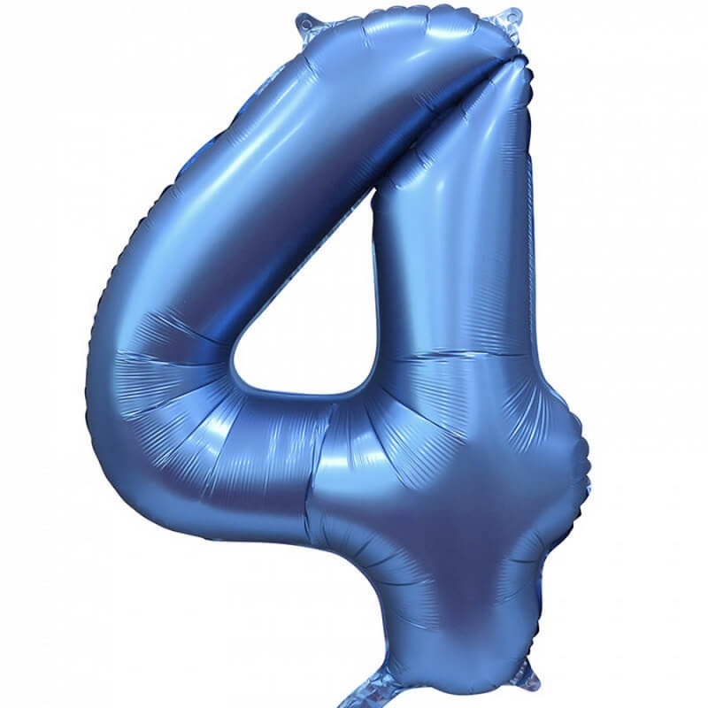 Воздушный шар цифра 9 синий сатин