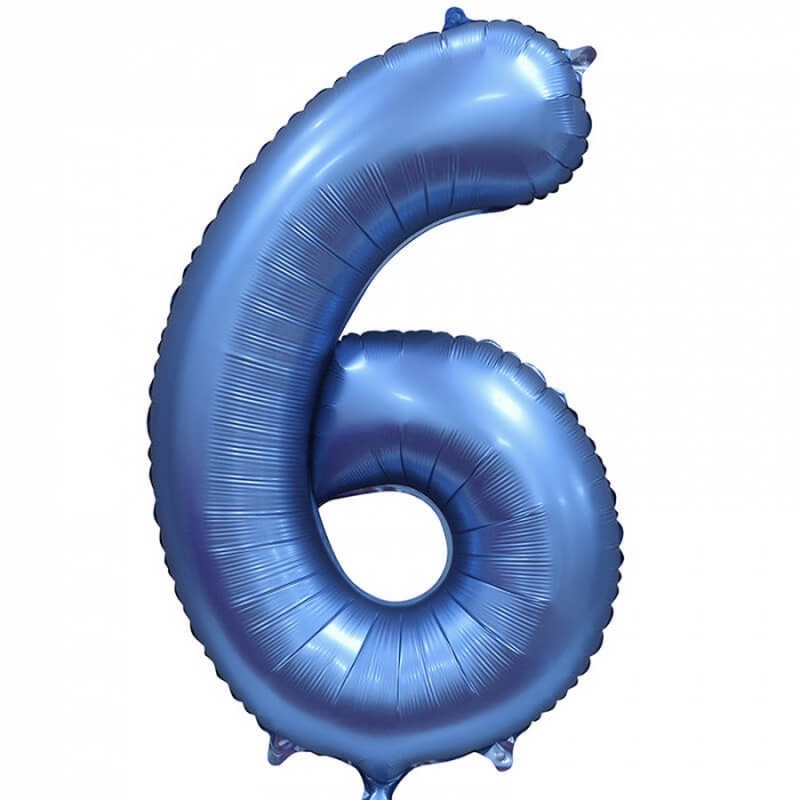 Воздушный шар цифра 8 синий сатин