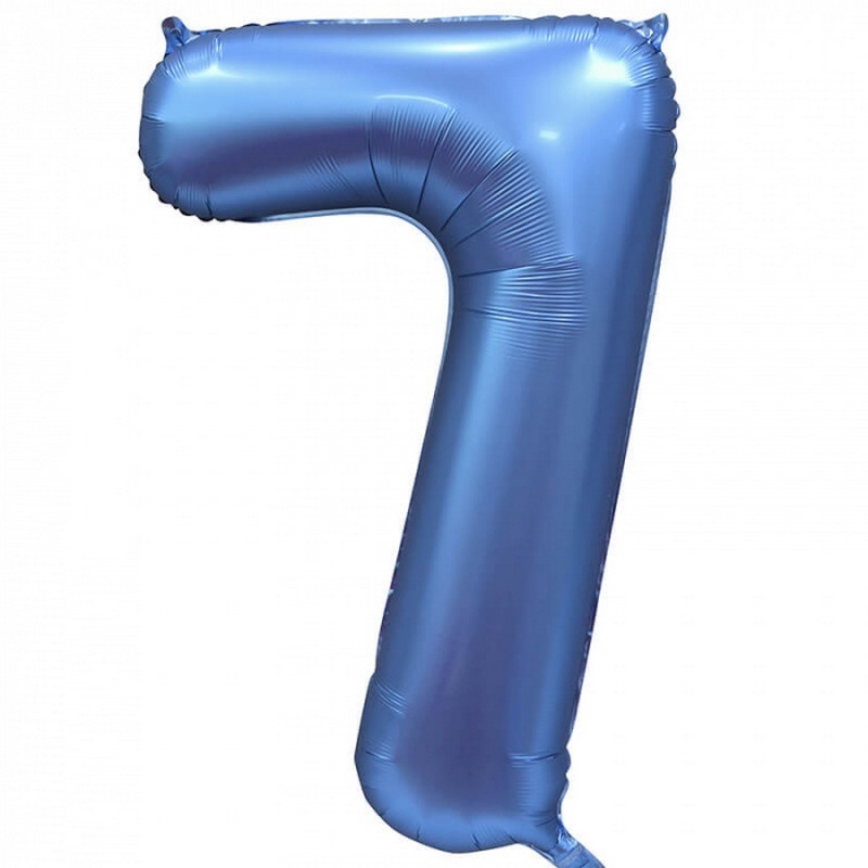 Воздушный шар цифра 6 синий сатин