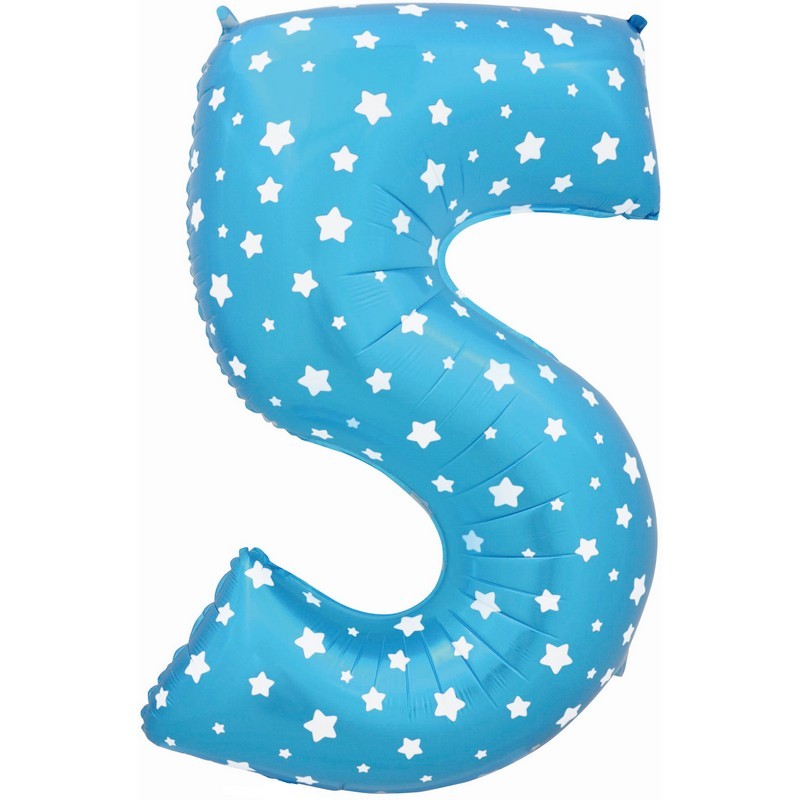 Воздушный шар цифра 6 голубой со звездочками