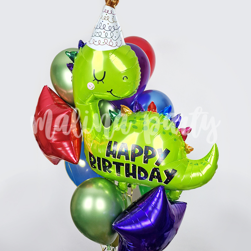 Букет гелиевых воздушных шаров с большим шаром Оливковый
