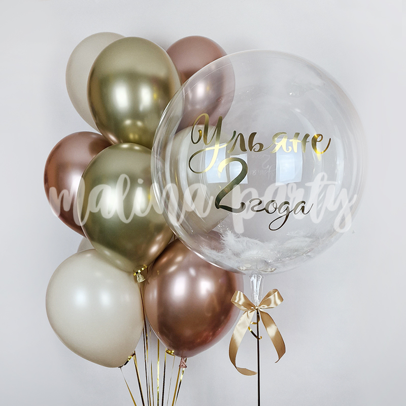 Букет воздушных шаров Торт розовое золото и конфетти