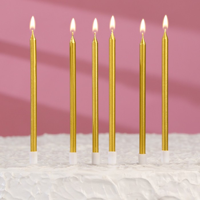 Набор свечей для торта золото 11 см 6 шт