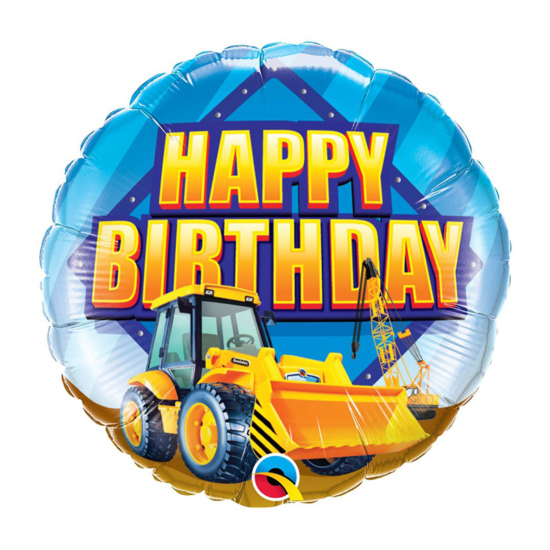 Воздушный шар круг Экскаватор Happy birthday