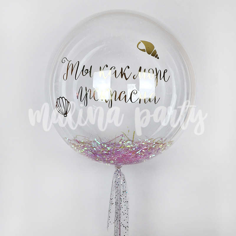 Воздушный шар Бабл с надписью Сердца и хром