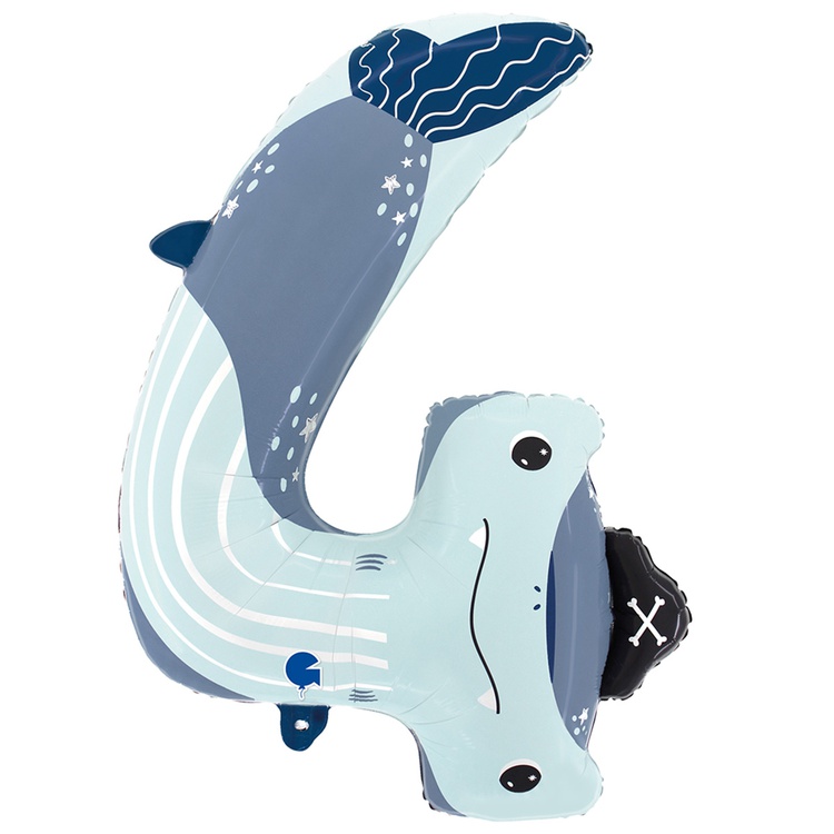 Воздушный шар цифра 4 Акула пират Воздушный шар цифра 4 Акула пират